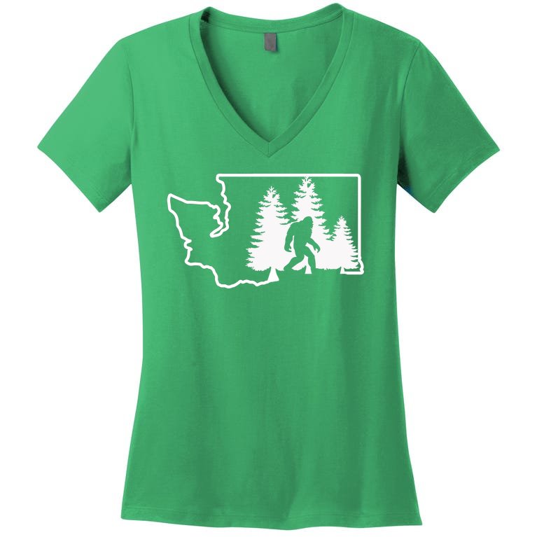 State Of Washington Big Foot Women's V-Neck T-Shirt
