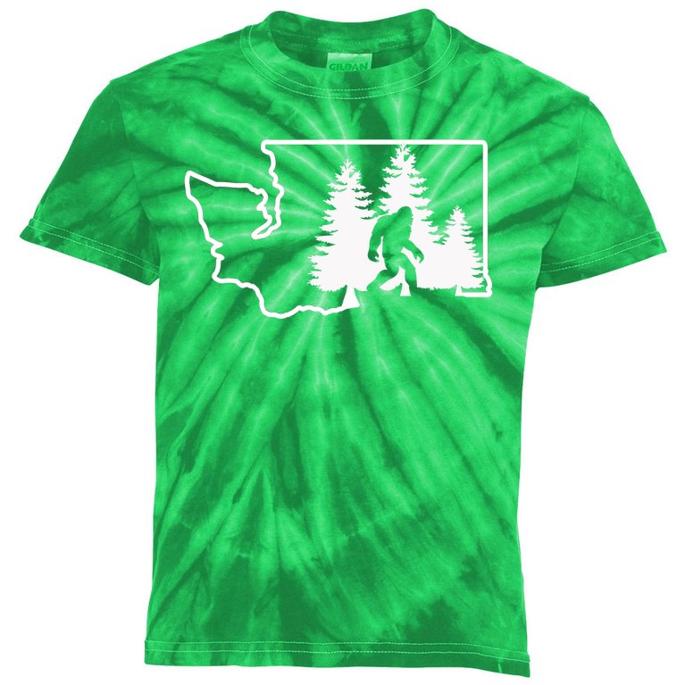 State Of Washington Big Foot Kids Tie-Dye T-Shirt