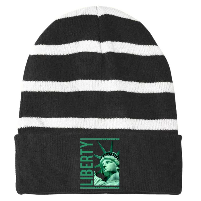 Statue of Liberty Striped Beanie with Solid Band