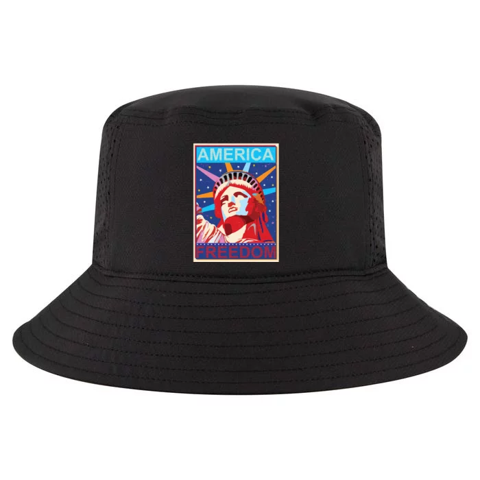 Statue of Liberty America Freedom Retro Vote Poster Cool Comfort Performance Bucket Hat