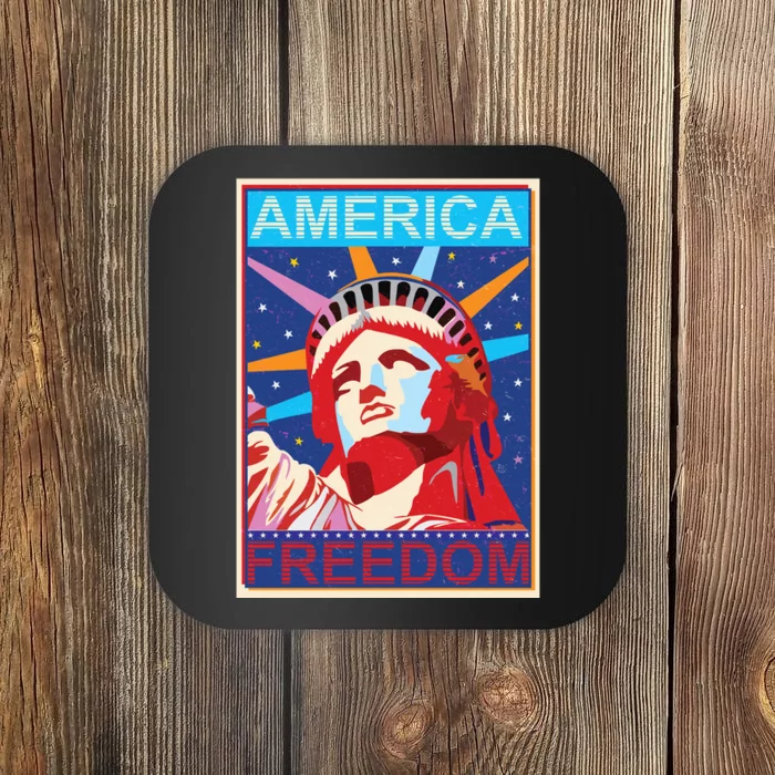 Statue of Liberty America Freedom Retro Vote Poster Coaster