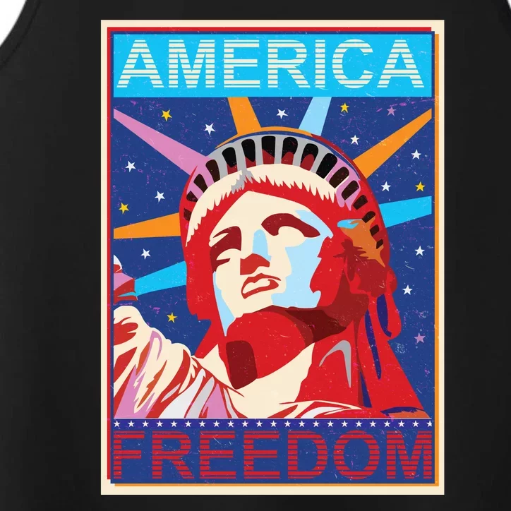 Statue of Liberty America Freedom Retro Vote Poster Performance Tank