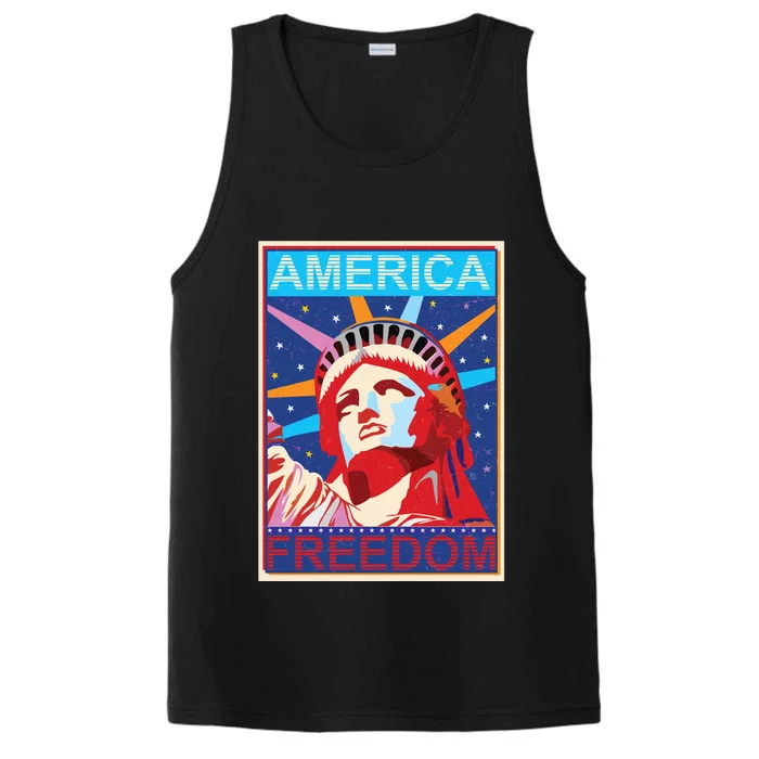 Statue of Liberty America Freedom Retro Vote Poster Performance Tank