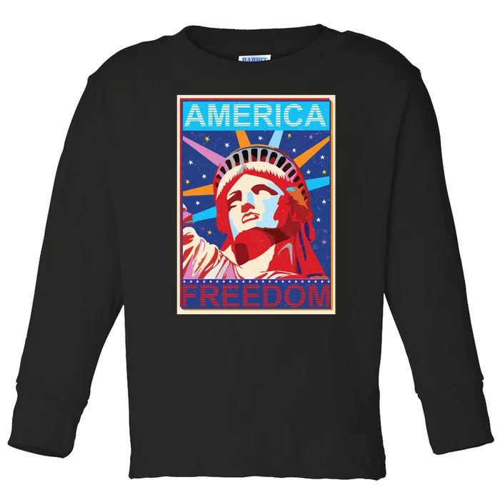 Statue of Liberty America Freedom Retro Vote Poster Toddler Long Sleeve Shirt