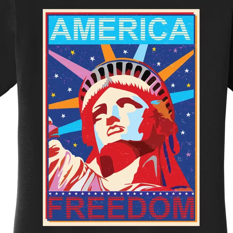 Statue of Liberty America Freedom Retro Vote Poster Women's T-Shirt