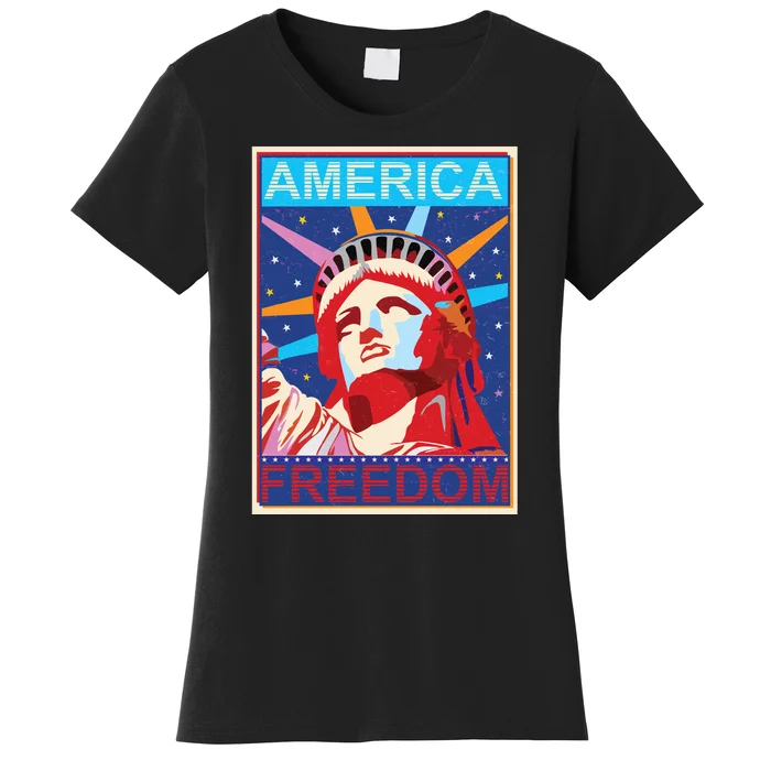 Statue of Liberty America Freedom Retro Vote Poster Women's T-Shirt