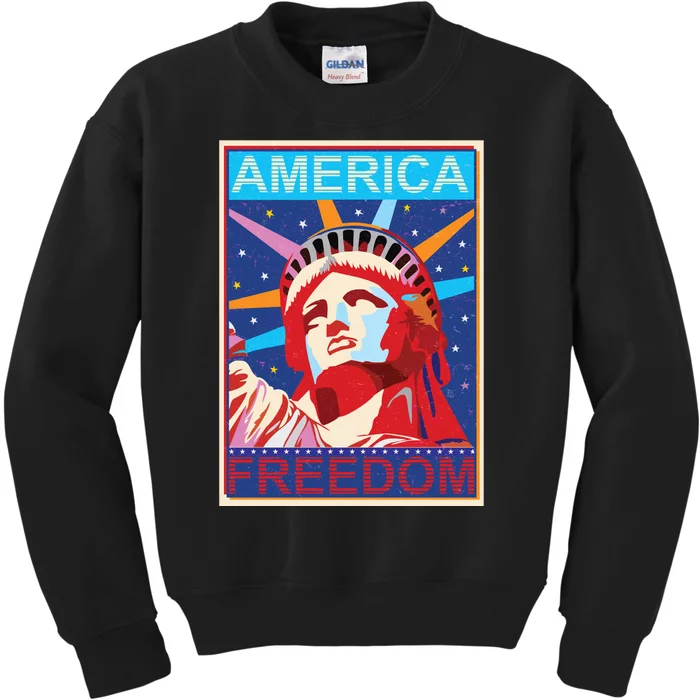 Statue of Liberty America Freedom Retro Vote Poster Kids Sweatshirt