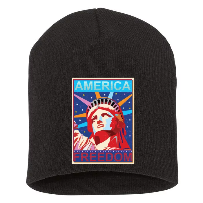 Statue of Liberty America Freedom Retro Vote Poster Short Acrylic Beanie