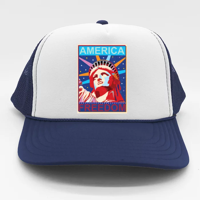 Statue of Liberty America Freedom Retro Vote Poster Trucker Hat