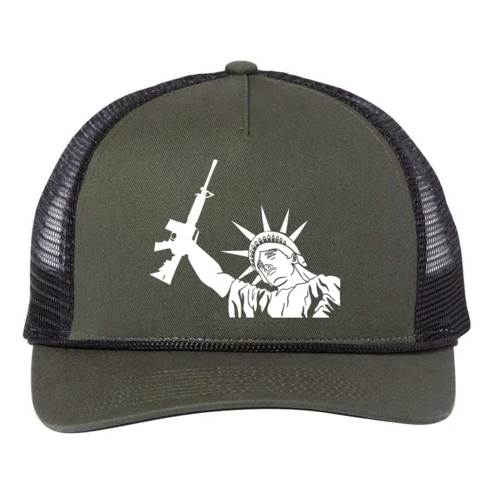 Statue of Liberty AR-15 Gun Rights Retro Rope Trucker Hat Cap