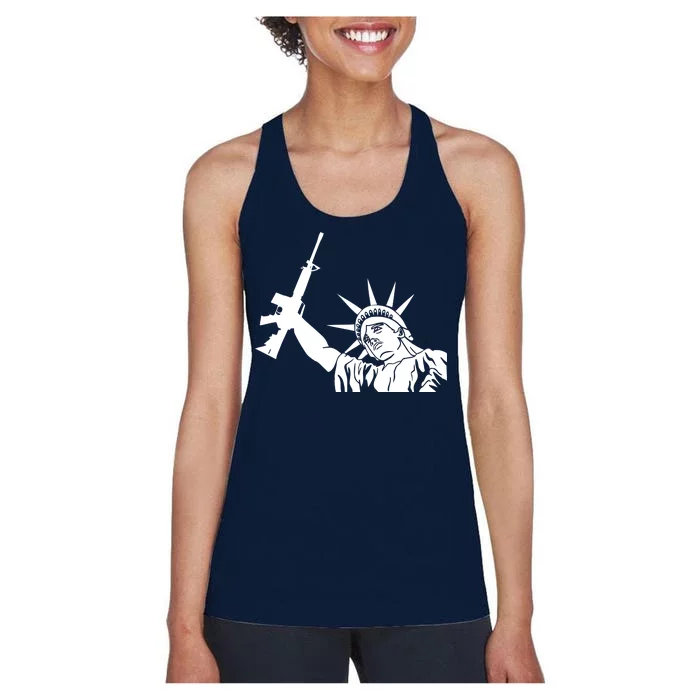 Statue of Liberty AR-15 Gun Rights Women's Racerback Tank