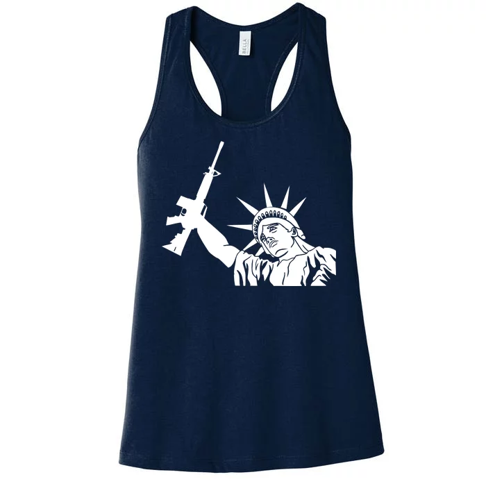 Statue of Liberty AR-15 Gun Rights Women's Racerback Tank