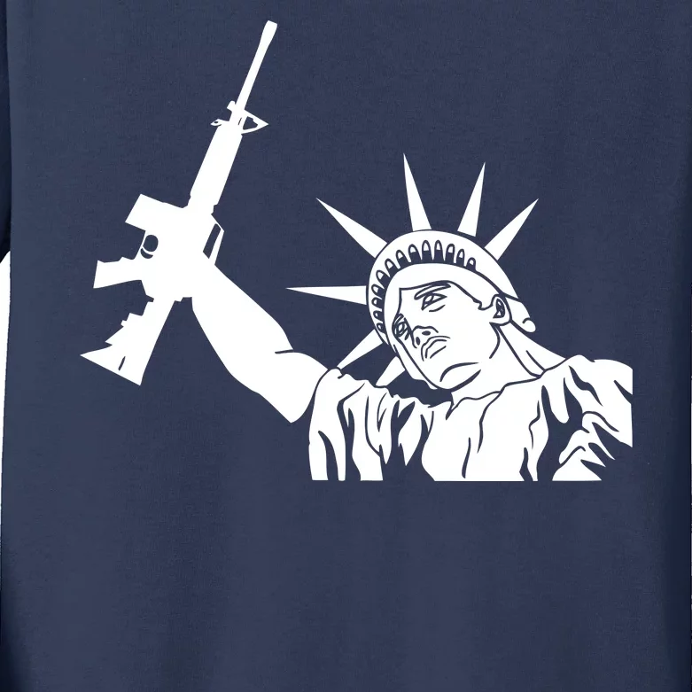 Statue of Liberty AR-15 Gun Rights Kids Long Sleeve Shirt