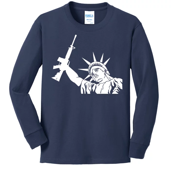 Statue of Liberty AR-15 Gun Rights Kids Long Sleeve Shirt