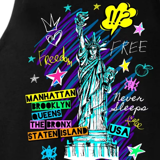 Statue of Liberty Cities of New York Ladies Tri-Blend Wicking Tank