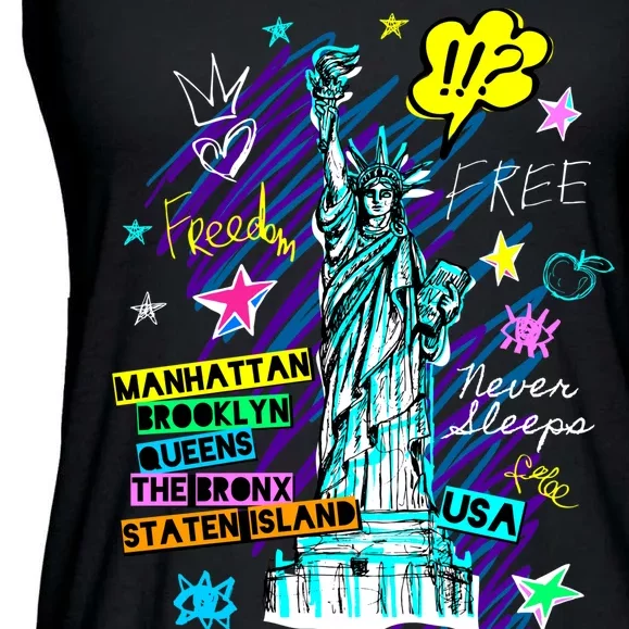 Statue of Liberty Cities of New York Ladies Essential Flowy Tank