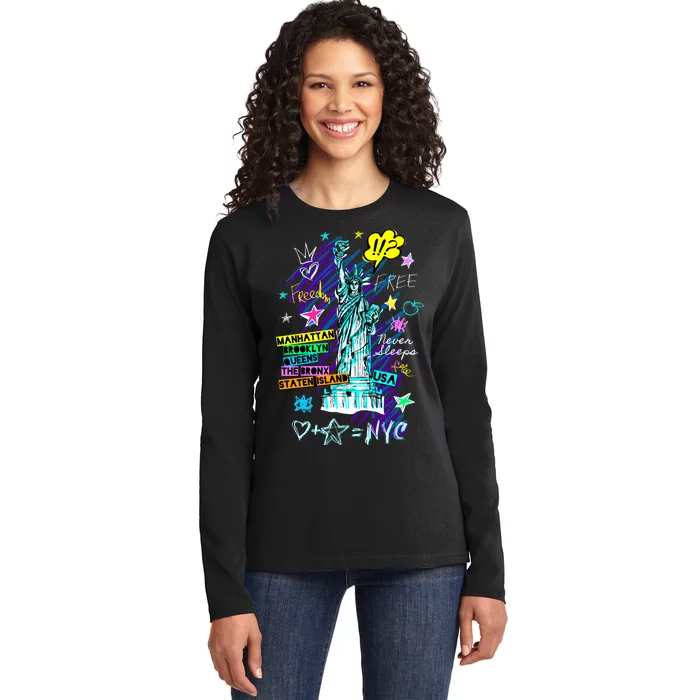 Statue of Liberty Cities of New York Ladies Long Sleeve Shirt