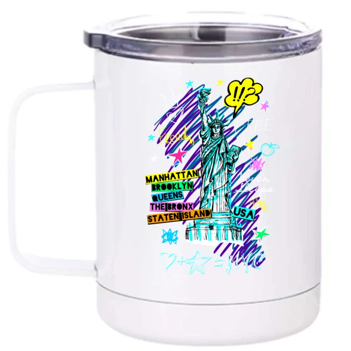 Statue of Liberty Cities of New York Front & Back 12oz Stainless Steel Tumbler Cup