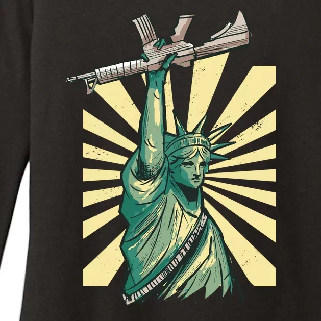 Statue Of Liberty Holding Gun Womens CVC Long Sleeve Shirt