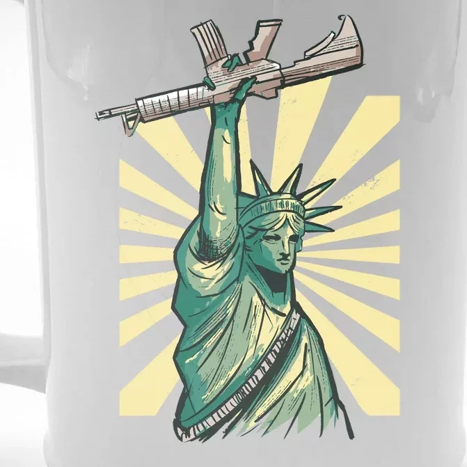 Statue Of Liberty Holding Gun Front & Back Beer Stein