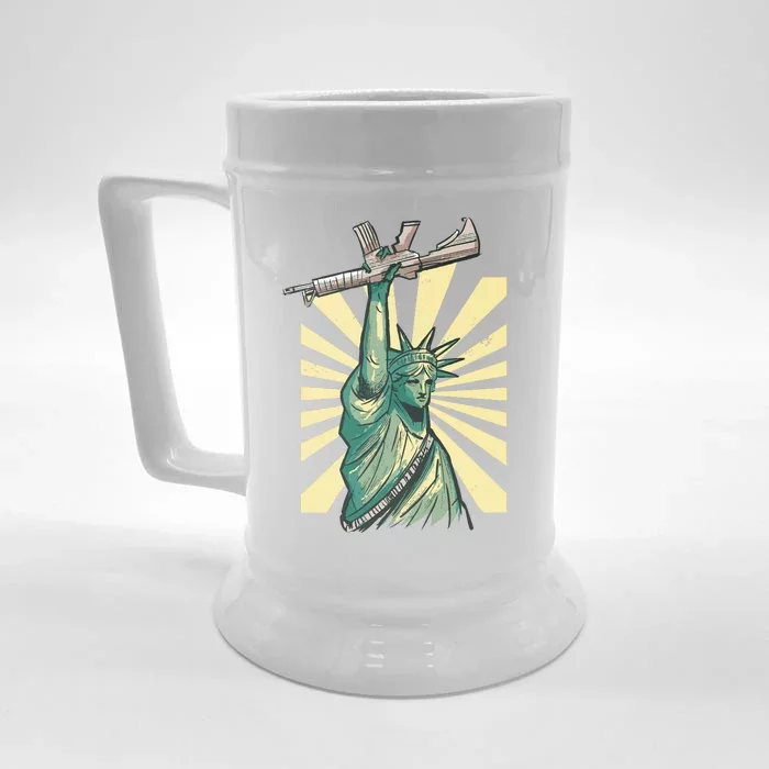 Statue Of Liberty Holding Gun Front & Back Beer Stein