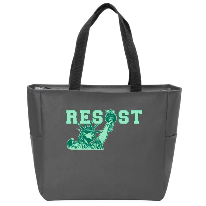 Statue of Liberty Resist Graphic Resistance Anti Trump Zip Tote Bag