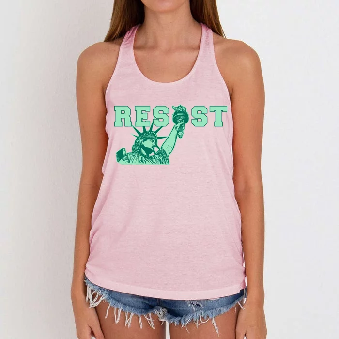 Statue of Liberty Resist Graphic Resistance Anti Trump Women's Knotted Racerback Tank