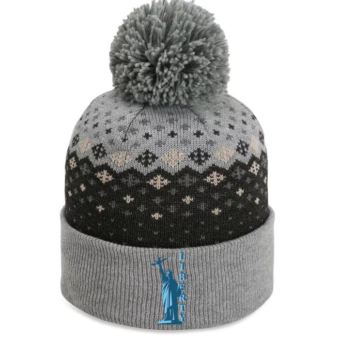 Stature Of Liberty Holding AR-15 Assault Rifle The Baniff Cuffed Pom Beanie