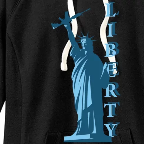 Stature Of Liberty Holding AR-15 Assault Rifle Women's Fleece Hoodie