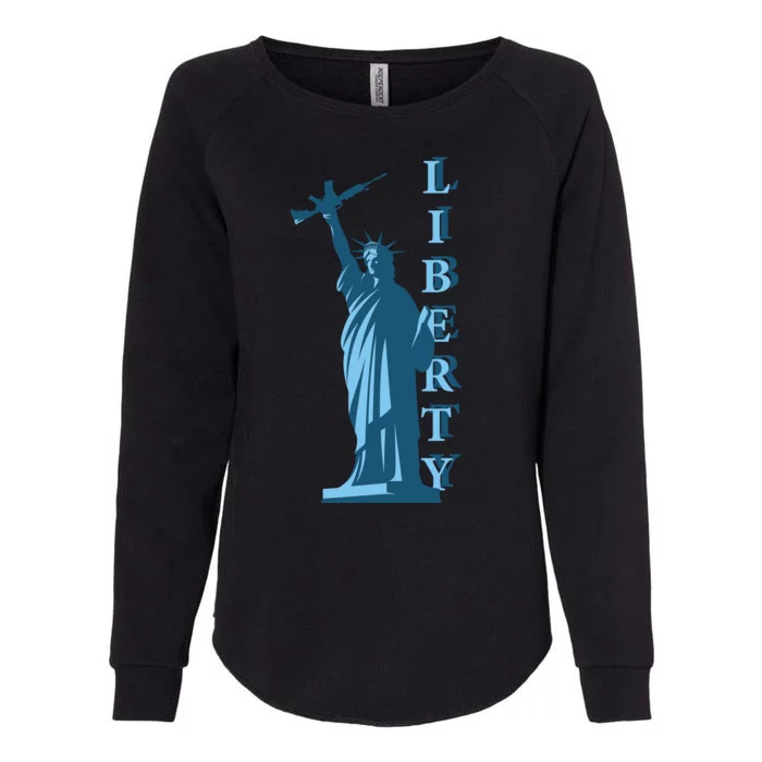 Stature Of Liberty Holding AR-15 Assault Rifle Womens California Wash Sweatshirt