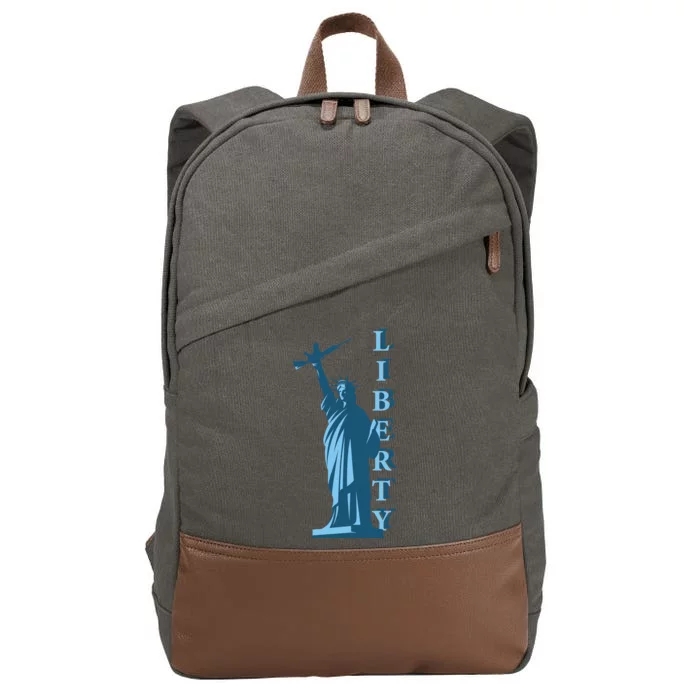 Stature Of Liberty Holding AR-15 Assault Rifle Cotton Canvas Backpack