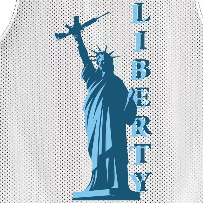 Stature Of Liberty Holding AR-15 Assault Rifle Mesh Reversible Basketball Jersey Tank