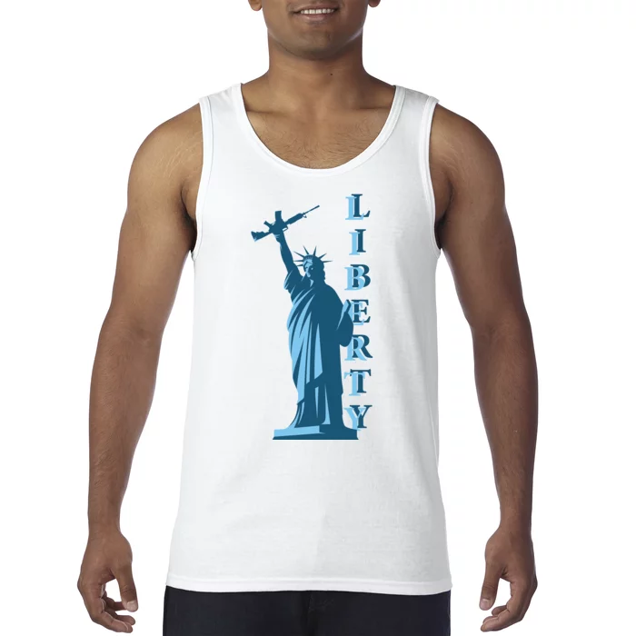 Stature Of Liberty Holding AR-15 Assault Rifle Tank Top