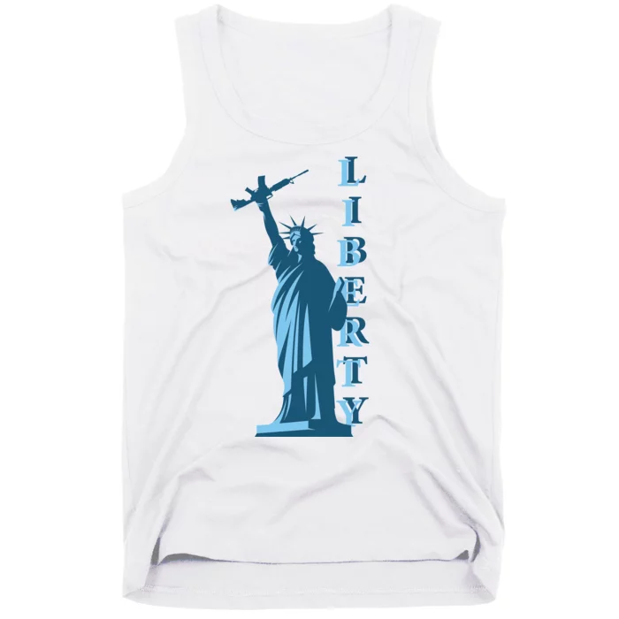 Stature Of Liberty Holding AR-15 Assault Rifle Tank Top