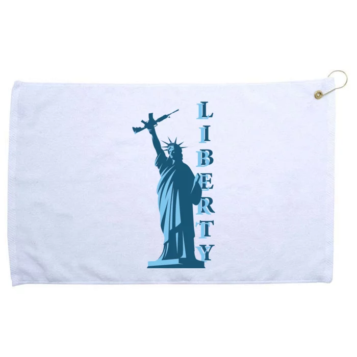 Stature Of Liberty Holding AR-15 Assault Rifle Grommeted Golf Towel