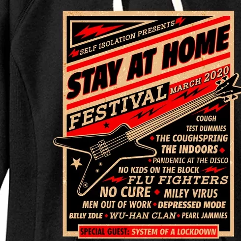 Stay At Home Festival Concert Poster Quarantine Women's Fleece Hoodie