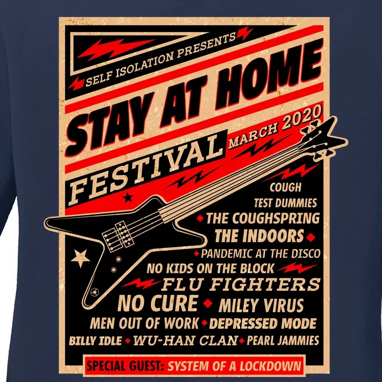 Stay At Home Festival Concert Poster Quarantine Ladies Long Sleeve Shirt