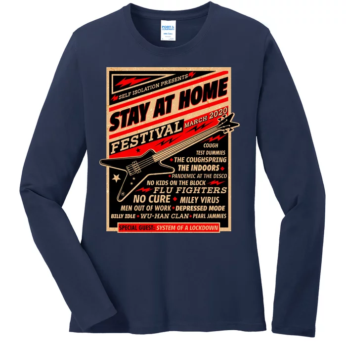 Stay At Home Festival Concert Poster Quarantine Ladies Long Sleeve Shirt