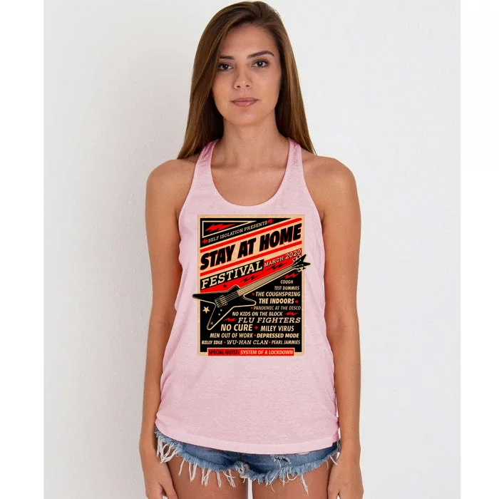 Stay At Home Festival Concert Poster Quarantine Women's Knotted Racerback Tank