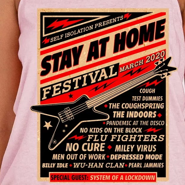 Stay At Home Festival Concert Poster Quarantine Women's Knotted Racerback Tank