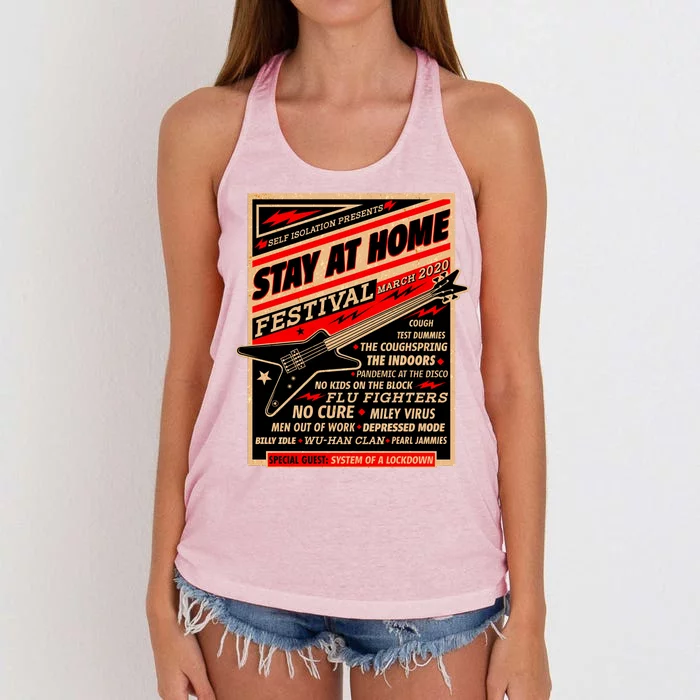 Stay At Home Festival Concert Poster Quarantine Women's Knotted Racerback Tank