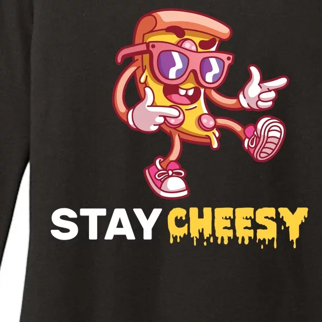 Stay Cheesy Pizza Womens CVC Long Sleeve Shirt