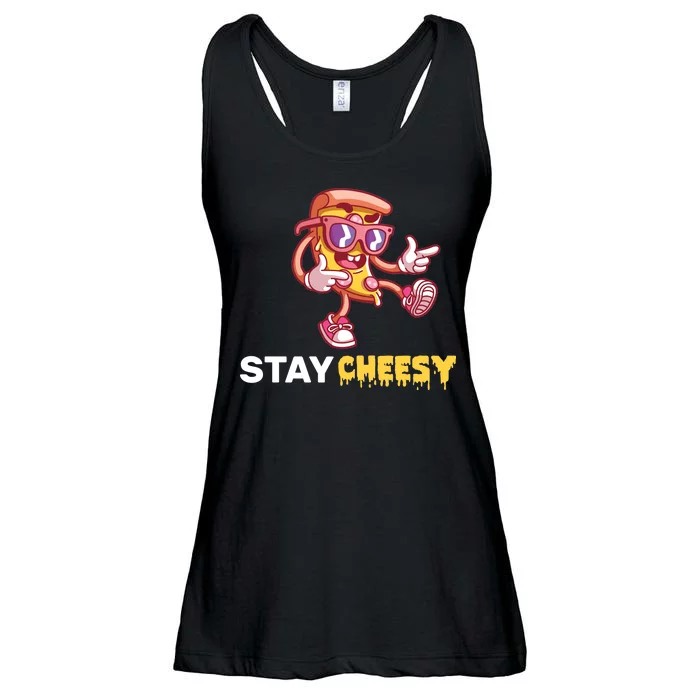 Stay Cheesy Pizza Ladies Essential Flowy Tank