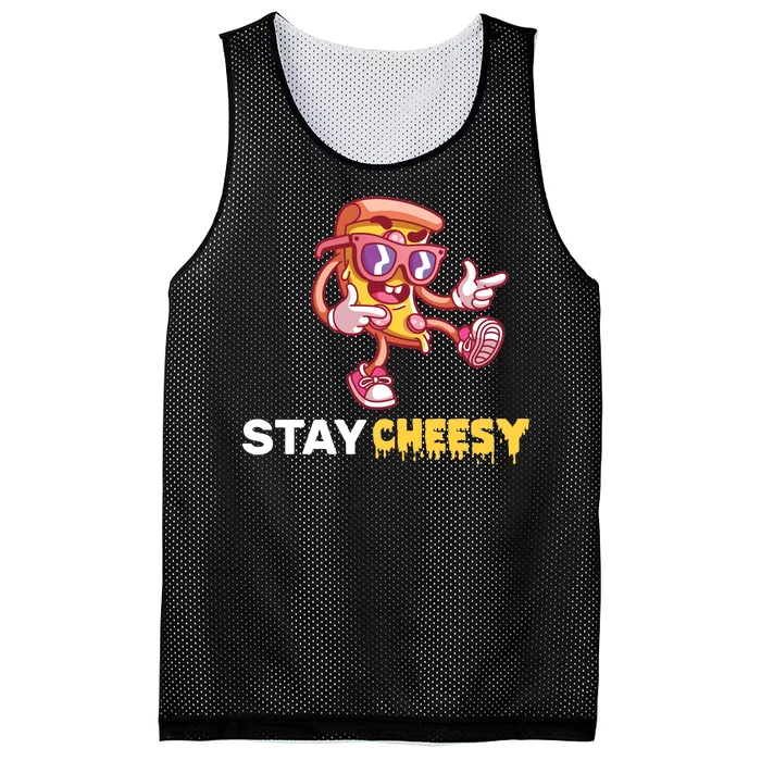 Stay Cheesy Pizza Mesh Reversible Basketball Jersey Tank