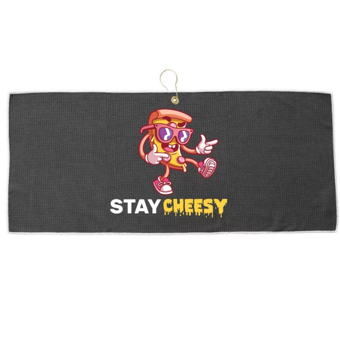 Stay Cheesy Pizza Large Microfiber Waffle Golf Towel