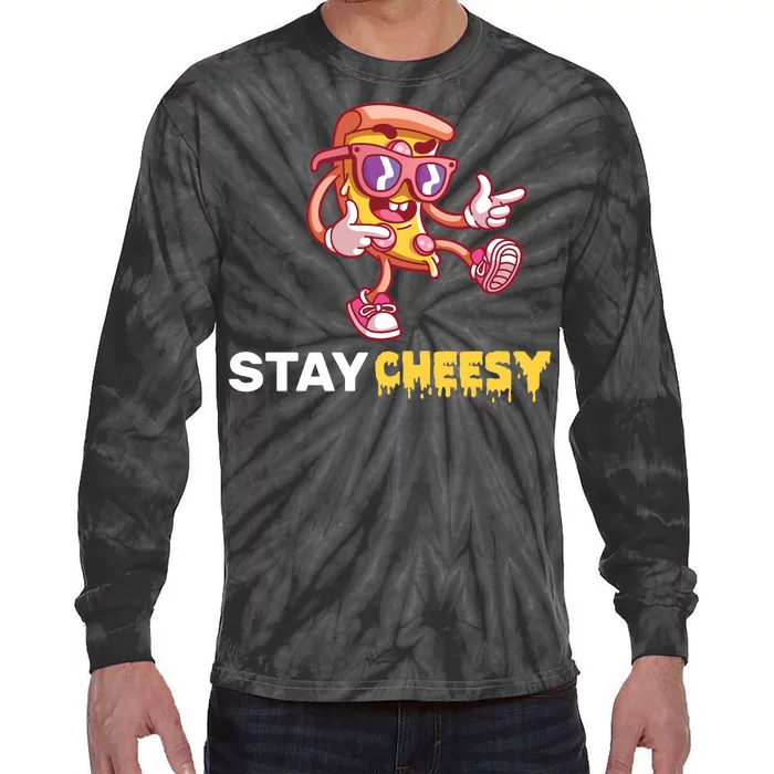 Stay Cheesy Pizza Tie-Dye Long Sleeve Shirt