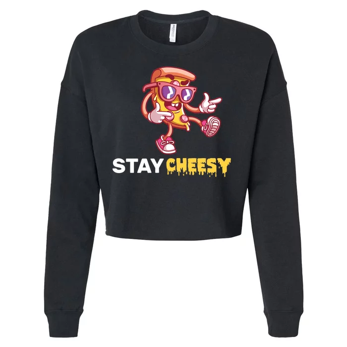 Stay Cheesy Pizza Cropped Pullover Crew