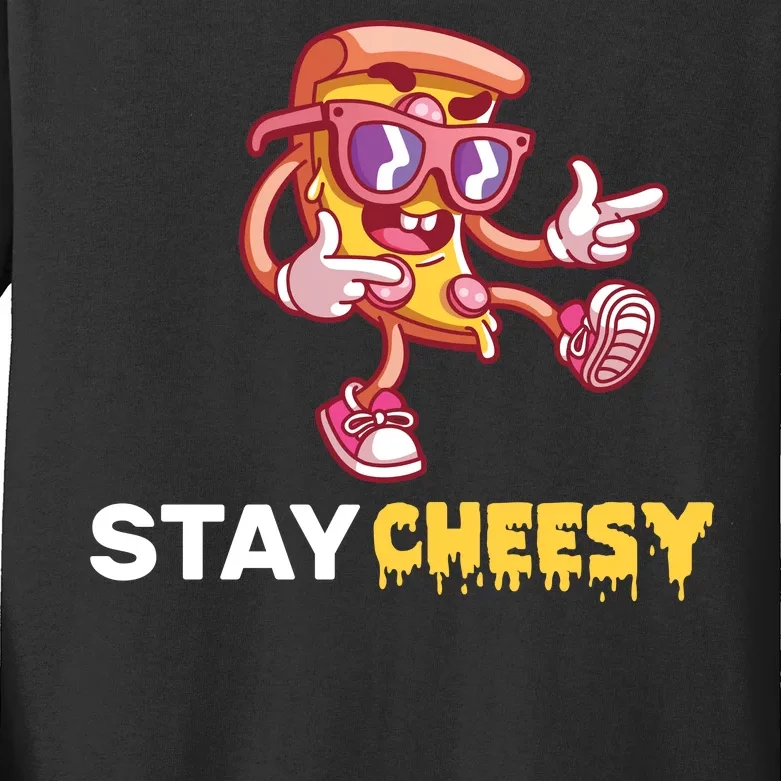 Stay Cheesy Pizza Kids Long Sleeve Shirt