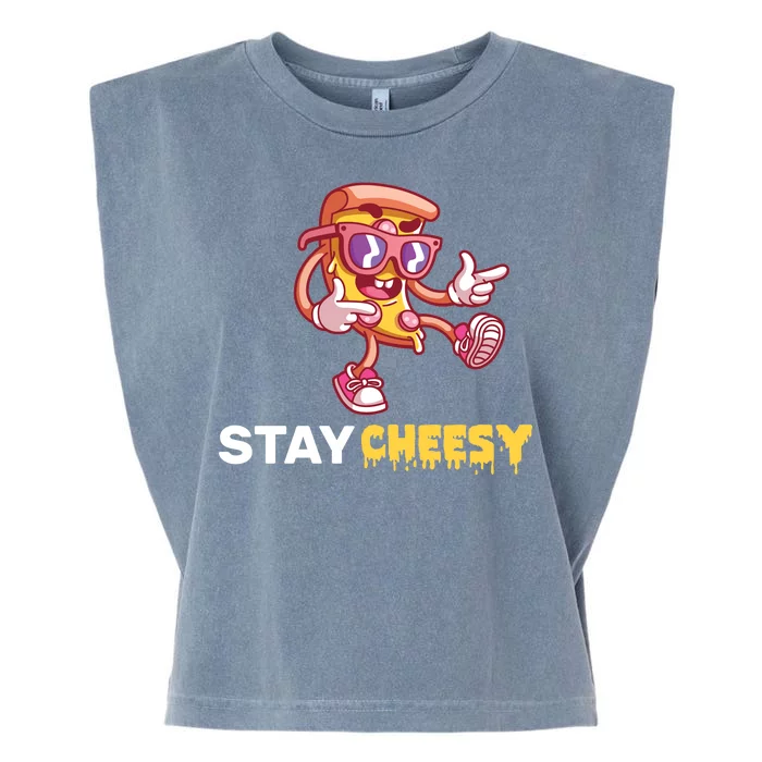 Stay Cheesy Pizza Garment-Dyed Women's Muscle Tee