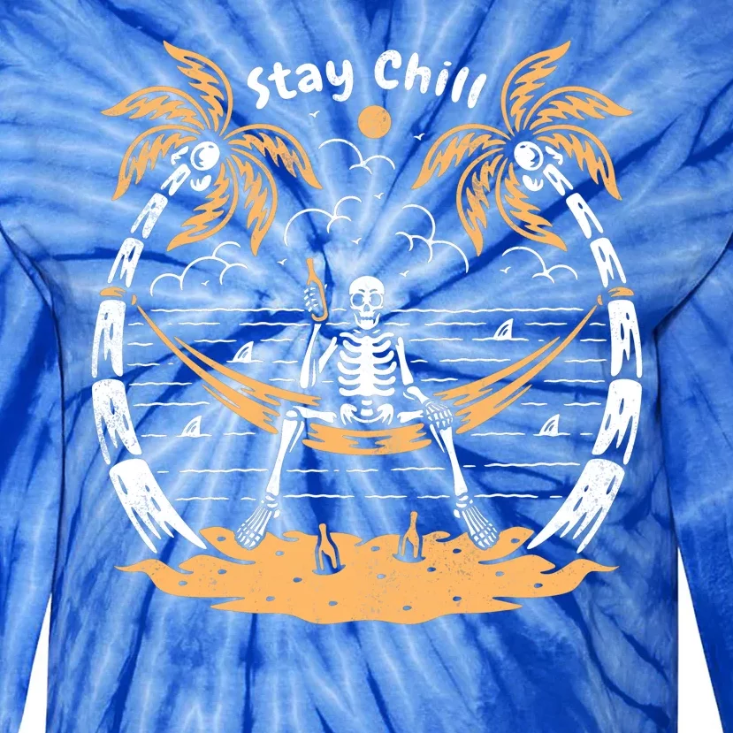 Stay Chill Skeleton Tie-Dye Long Sleeve Shirt